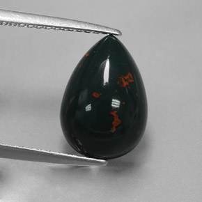 Héliotrope vert naturelle en forme de poire, 3,23 ct, opaque