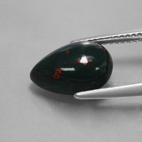 Héliotrope vert naturelle en forme de poire, 3,23 ct, opaque