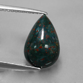 Héliotrope vert naturelle en forme de poire, 2,70 ct, opaque