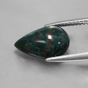 Héliotrope vert naturelle en forme de poire, 2,70 ct, opaque
