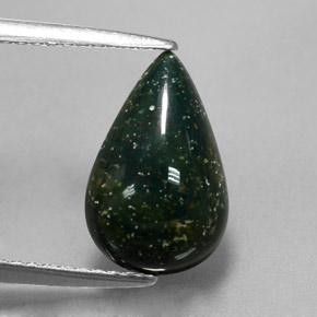 Pierre de sang Vert Tacheté naturelle En forme de poire, 2.73 ct, Opaque