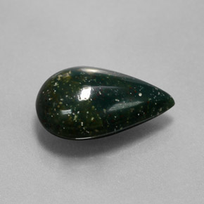 Pierre de sang Vert Tacheté naturelle En forme de poire, 2.73 ct, Opaque