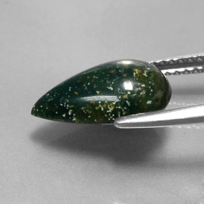 Pierre de sang Vert Tacheté naturelle En forme de poire, 2.73 ct, Opaque