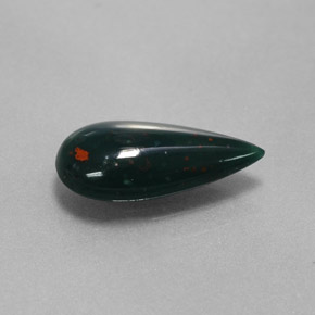 Pierre de sang Vert Tacheté naturelle En forme de poire, 1.07 ct, Opaque