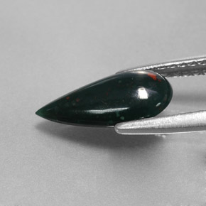 Pierre de sang Vert Tacheté naturelle En forme de poire, 1.07 ct, Opaque