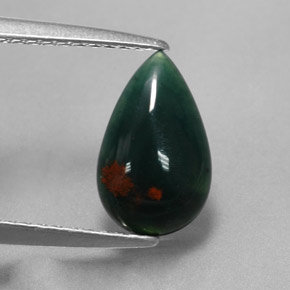 Pierre de sang Vert Tacheté naturelle En forme de poire, 1.18 ct, Opaque