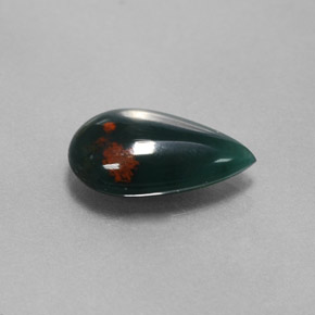Pierre de sang Vert Tacheté naturelle En forme de poire, 1.18 ct, Opaque