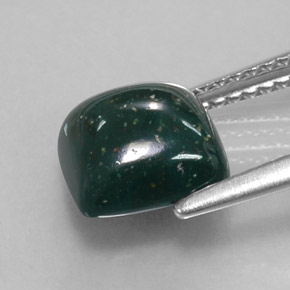 Pierre de sang Vert Tacheté naturelle Coupe coussin, 2.50 ct, Opaque