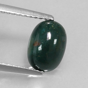 Héliotrope vert naturelle coupe ovale, 1,22 ct, opaque