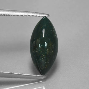 Pierre de sang Vert Tacheté naturelle Marquise, 2.38 ct, Opaque