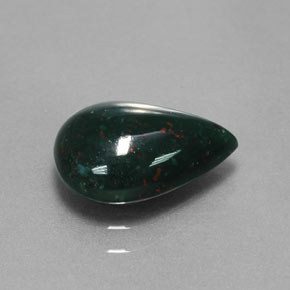 Pierre de sang Vert Tacheté naturelle En forme de poire, 1.84 ct, Opaque