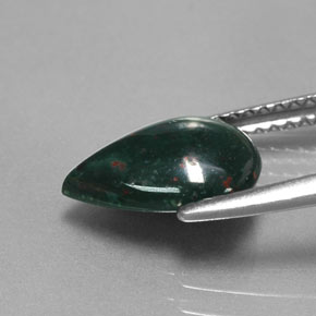 Pierre de sang Vert Tacheté naturelle En forme de poire, 1.84 ct, Opaque