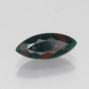 Pierre de sang Vert Tacheté naturelle Marquise, 0.87 ct, Opaque
