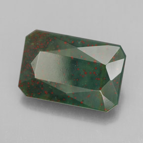 Pierre de sang Vert Tacheté naturelle Taille émeraude, 5.52 ct, Opaque