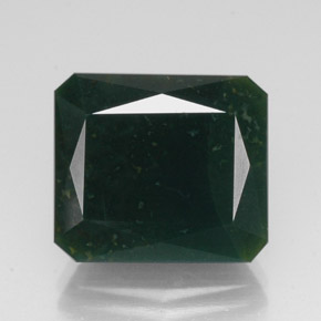 Héliotrope vert naturelle taille émeraude, 14,29 ct, opaque