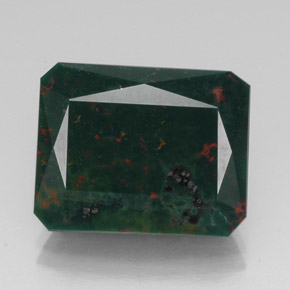Héliotrope vert naturelle taille émeraude, 14,13 ct, opaque