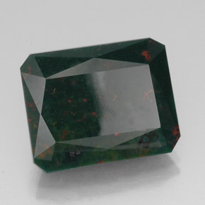 Héliotrope vert naturelle taille émeraude, 14,13 ct, opaque