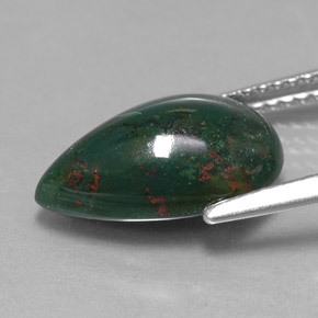 Héliotrope vert naturelle en forme de poire, 3,49 ct, opaque