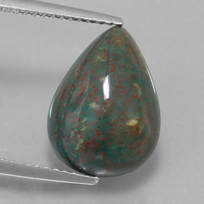 Pierre de sang Vert Tacheté naturelle En forme de poire, 5.72 ct, Opaque