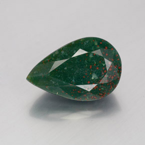 Pierre de sang Vert Tacheté naturelle En forme de poire, 3.44 ct, Opaque