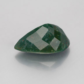 Pierre de sang Vert Tacheté naturelle En forme de poire, 3.44 ct, Opaque
