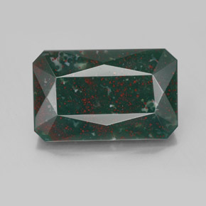 Pierre de sang Vert Tacheté naturelle Taille émeraude, 8.74 ct, Opaque