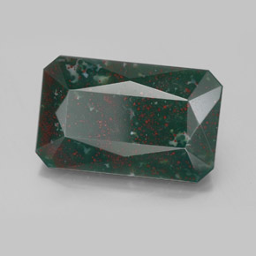 Pierre de sang Vert Tacheté naturelle Taille émeraude, 8.74 ct, Opaque