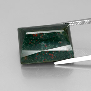 Héliotrope vert naturelle baguette, 23,16 ct, opaque