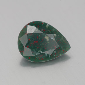 Pierre de sang Vert Tacheté naturelle En forme de poire, 1.59 ct, Opaque