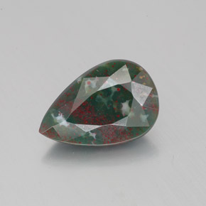 Pierre de sang Vert Tacheté naturelle En forme de poire, 1.78 ct, Opaque