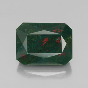 Pierre de sang Vert Tacheté naturelle Taille émeraude, 17.00 ct, Opaque