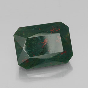 Pierre de sang Vert Tacheté naturelle Taille émeraude, 17.00 ct, Opaque