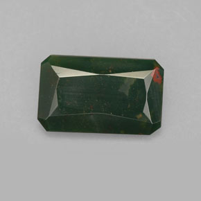 Pierre de sang Vert Tacheté naturelle Taille émeraude, 1.53 ct, Opaque