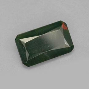 Pierre de sang Vert Tacheté naturelle Taille émeraude, 1.53 ct, Opaque