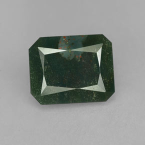 Pierre de sang Vert Tacheté naturelle Taille émeraude, 2.17 ct, Opaque