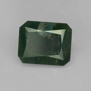 Pierre de sang Vert Tacheté naturelle Taille émeraude, 2.17 ct, Opaque