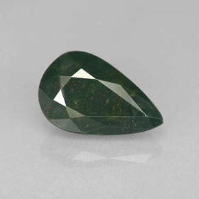 Pierre de sang Vert Tacheté naturelle En forme de poire, 3.18 ct, Opaque