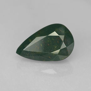 Pierre de sang Vert Tacheté naturelle En forme de poire, 3.18 ct, Opaque