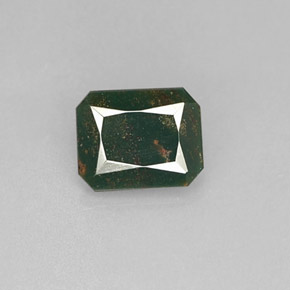 Pierre de sang Vert Tacheté naturelle Taille émeraude, 1.55 ct, Opaque