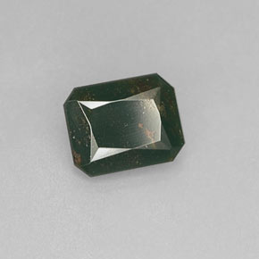 Pierre de sang Vert Tacheté naturelle Taille émeraude, 1.55 ct, Opaque