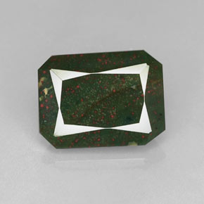 Pierre de sang Vert Tacheté naturelle Taille émeraude, 8.69 ct, Opaque
