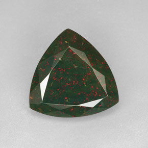 Pierre de sang Vert Tacheté naturelle Trillion, 8.88 ct, Opaque