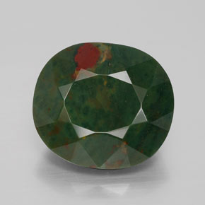 Pierre de sang Vert Tacheté naturelle Coupe ovale, 11.50 ct, Opaque
