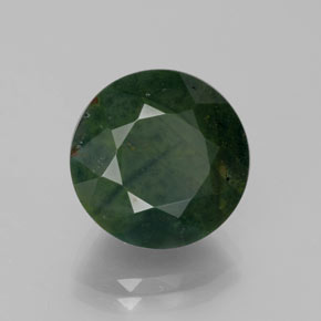 Héliotrope vert naturelle coupe roude, 7,44 ct, opaque