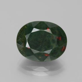 Pierre de sang Vert Tacheté naturelle Coupe ovale, 7.12 ct, Opaque