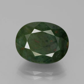 Pierre de sang Vert Tacheté naturelle Coupe ovale, 7.61 ct, Opaque