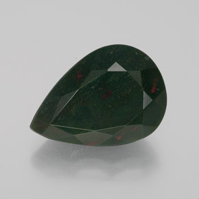 Pierre de sang Vert Tacheté naturelle En forme de poire, 8.47 ct, Opaque
