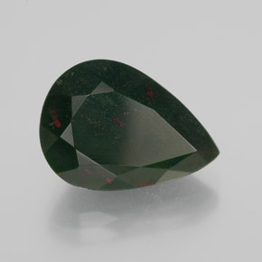 Pierre de sang Vert Tacheté naturelle En forme de poire, 8.47 ct, Opaque