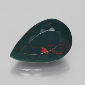 Pierre de sang Vert Tacheté naturelle En forme de poire, 9.46 ct, Opaque