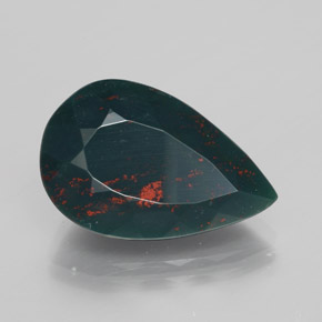 Pierre de sang Vert Tacheté naturelle En forme de poire, 9.46 ct, Opaque